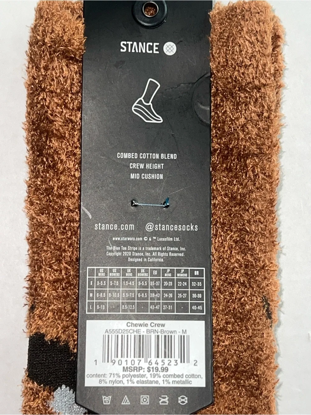 Stance x Star Wars Poly Fuzzy Crew Socks Chewie Medium Chewbacca